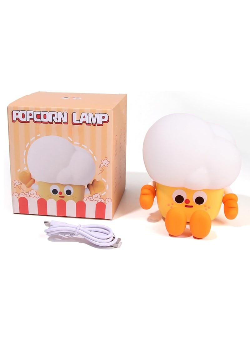 PopCorn Night Light  Cute Light Up Silicone Dimmable Nursery Nightlight Rechargeable Bedside Touch Lamp - Image 1