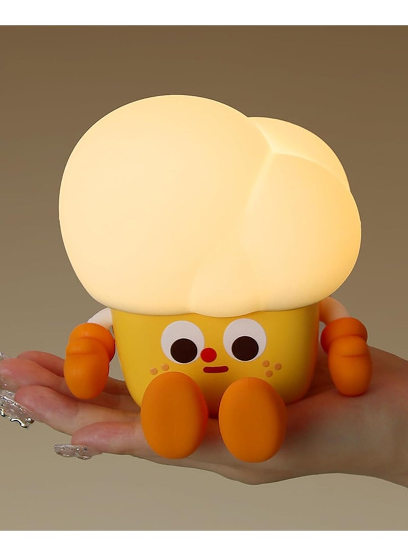 PopCorn Night Light  Cute Light Up Silicone Dimmable Nursery Nightlight Rechargeable Bedside Touch Lamp - Image 2