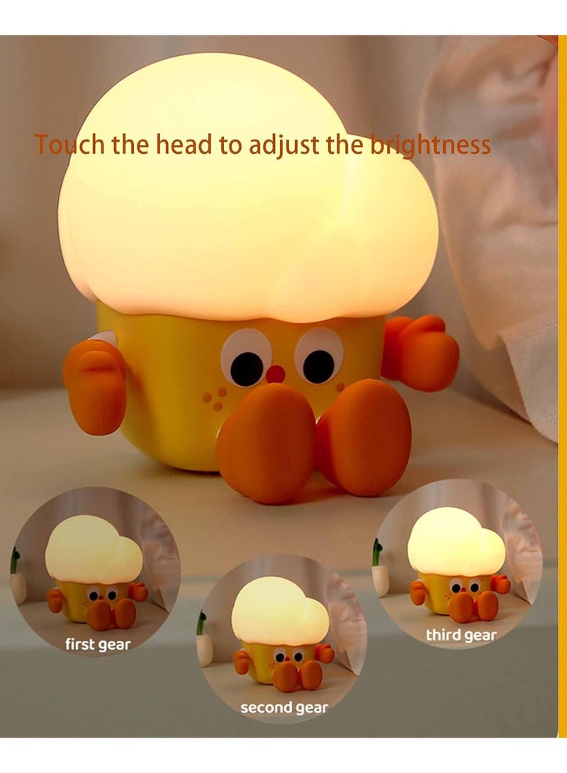 PopCorn Night Light  Cute Light Up Silicone Dimmable Nursery Nightlight Rechargeable Bedside Touch Lamp - Image 4