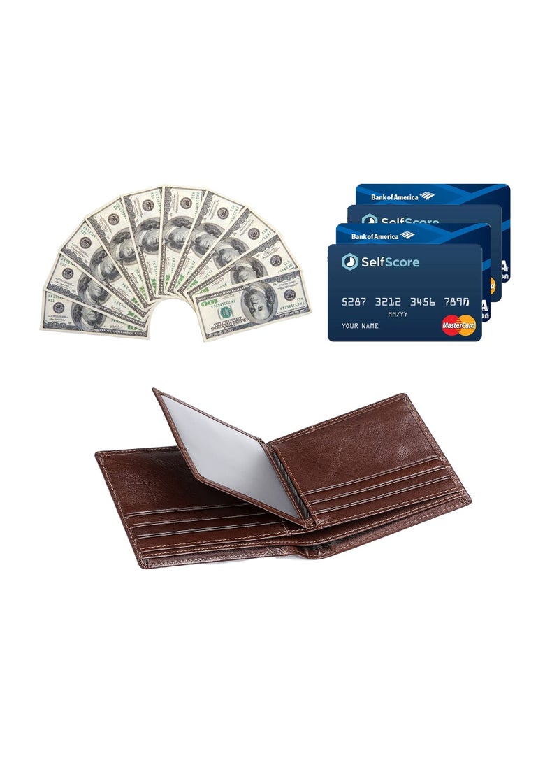 Slim Leather Wallet for Men RFID Blocking Bifold Front Pocket Design Coffee Color Gift Idea - Image 5