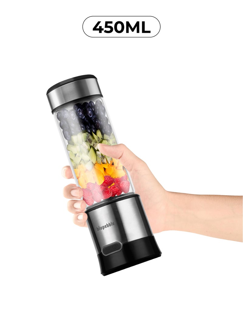 blupebble Portable Rechargeable Blender 450ML USB-C Smoothie Maker with 6 Stainless Steel Blades, 16500RPM High Speed Personal Juicer Cup, BPA-Free Mini Blender for Smoothies, Protein Shakes, Fruits, Ice Crushing & Travel Use, 2500mAh Battery Rechargeable Mixer Bottle - Image 2