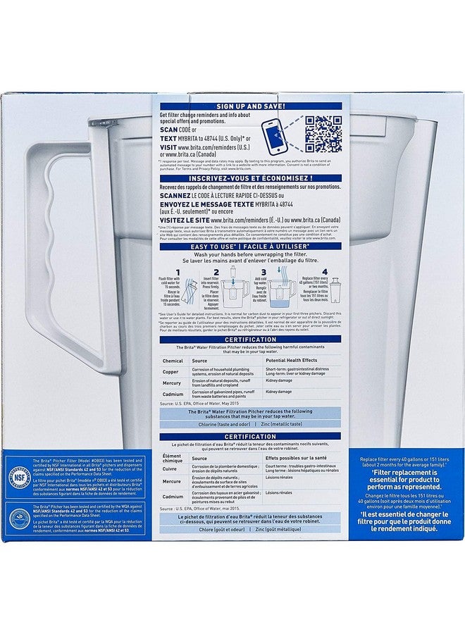 بريتا إبريق ماء بريتا، رفيع، سعة 5 أكواب، يتضمن فلترًا متقدمًا واحدًا - أبيض، مقاس - Image 2