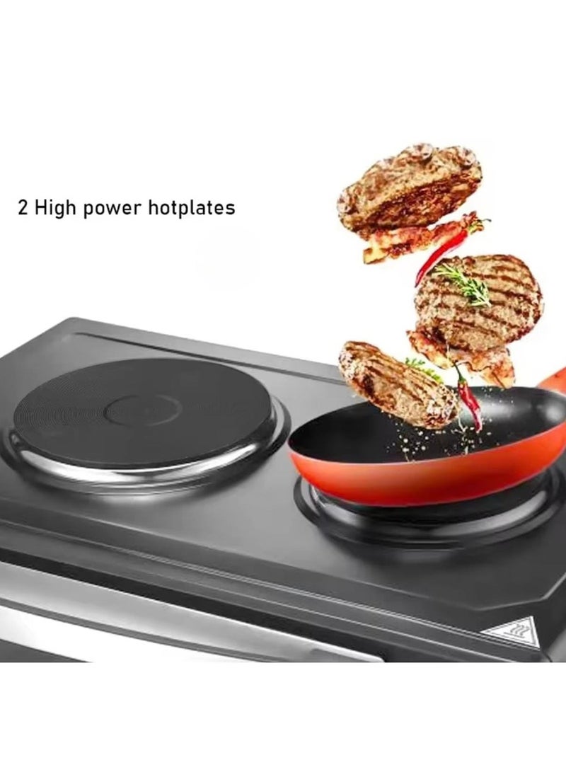 45L Electric Oven with Dual Hot Plates – 1700W Countertop Toaster Oven for Baking, Grilling, Roasting – Adjustable Thermostat, Fast Heating, Easy to Clean – Compact for Small Kitchens  - Image 2