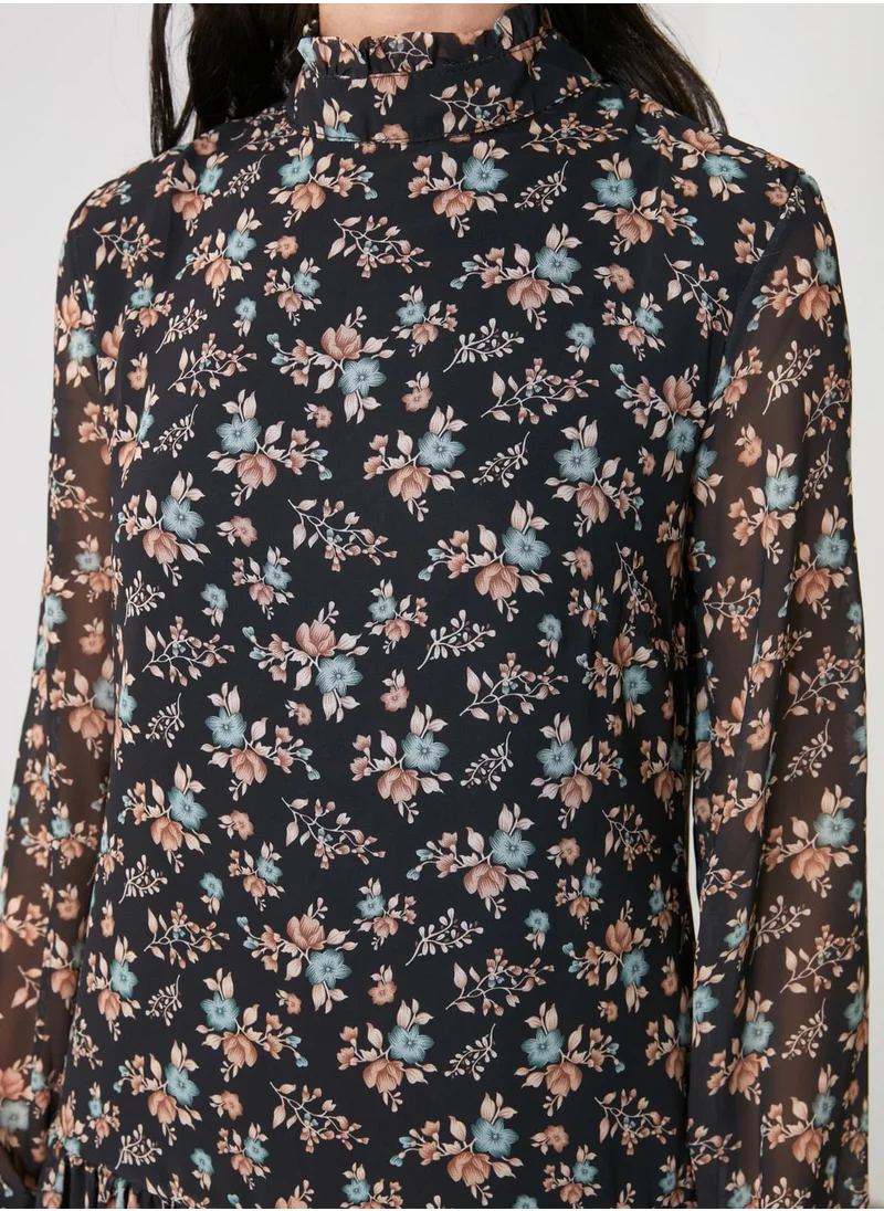 trendyol High Neck Floral Print Dress