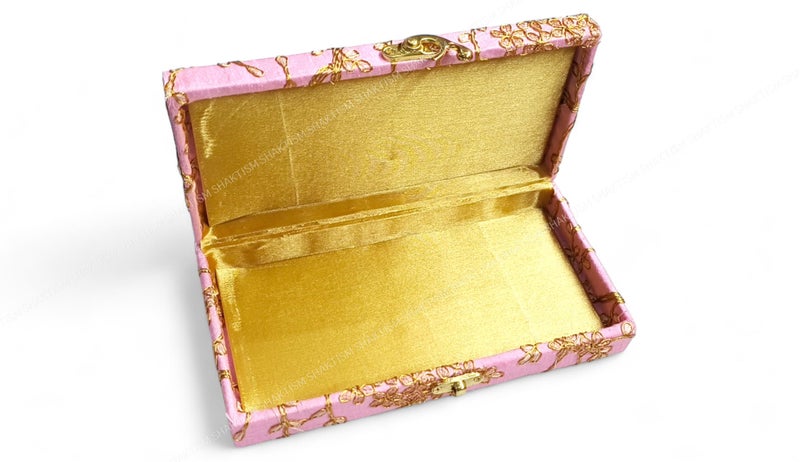 SHAKTISM Decorative and Attractive Cash Box, Shagun, Jewellery Money Box Envelop Wedding, Gift Box, Bangel box With Embroidery Eesigns(Pack of 1Pc) (Rose Pink) - Image 2