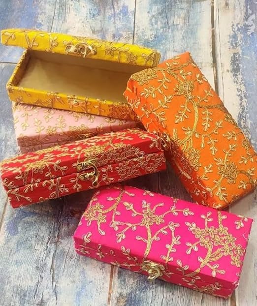 SHAKTISM Decorative and Attractive Cash Box, Shagun, Jewellery Money Box Envelop Wedding, Gift Box, Bangel box With Embroidery Eesigns(Pack of 1Pc) (Rose Pink) - Image 4