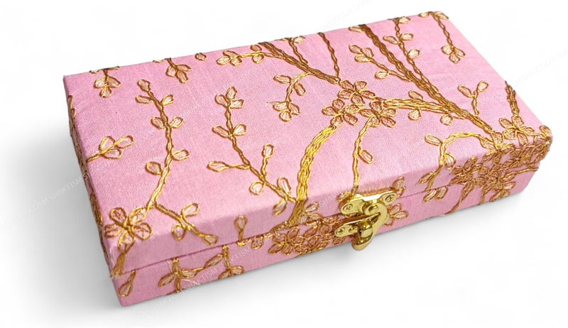 SHAKTISM Decorative and Attractive Cash Box, Shagun, Jewellery Money Box Envelop Wedding, Gift Box, Bangel box With Embroidery Eesigns(Pack of 1Pc) (Rose Pink) - Image 3