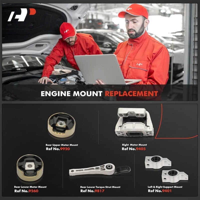 A-Premium Engine and Torque Mount Replacement Kit for Audi TT Quattro 2008-2009, 3.2L, Coupe Automatic Transmission, Set of 6 - Image 2