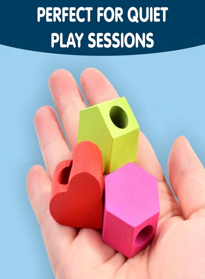 JITAHARAY Montessori 2 in 1 Wooden Beads Sequencing Toy Set, Stacking Blocks, Lacing Beads, & Shape Matching Stacker, Educational & Learning Toy for Toddlers Aged 2+ Year, for Boys & Girls - Image 5
