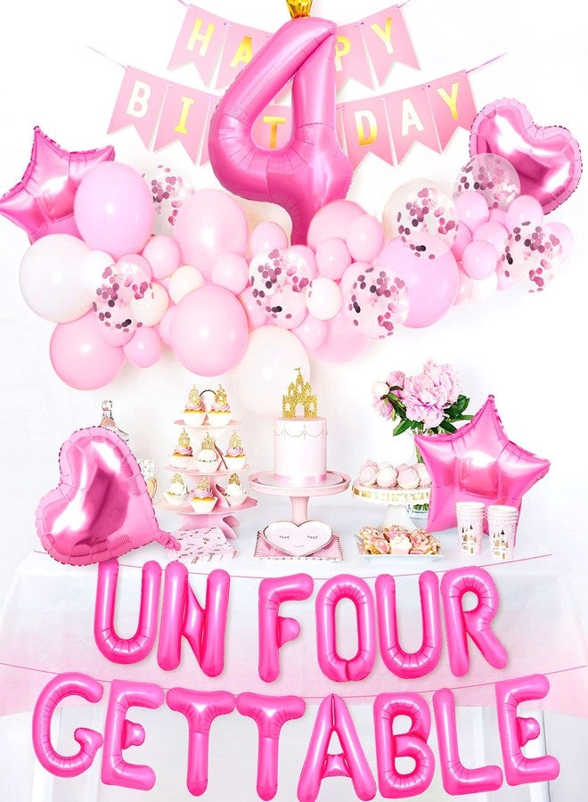 Roaring Good Time 41 PCS Un Four Gettable Birthday Decoration Girls Un Four Gettable Party Balloons Four Years Old Birthday Decoration Girls 4th Party Supplies - Image 4