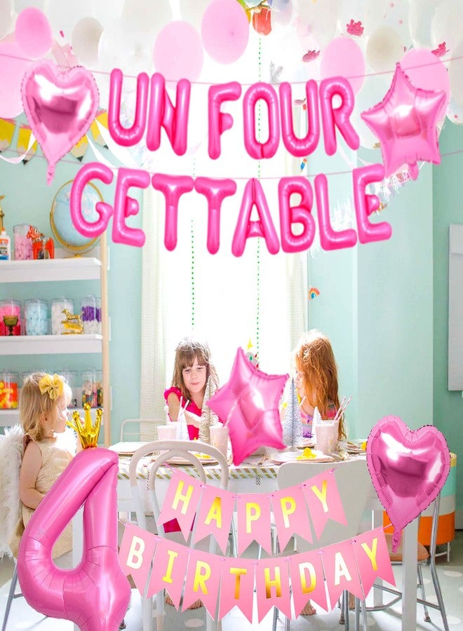 Roaring Good Time 41 PCS Un Four Gettable Birthday Decoration Girls Un Four Gettable Party Balloons Four Years Old Birthday Decoration Girls 4th Party Supplies - Image 3