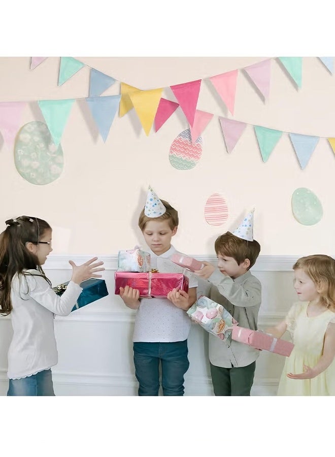 Happy D Pennant Banner Flags Pastel 4 strings 48pcs Colorful Triangle Banners for Birthdays Easter Classroom School Carnival Garland Outdoor Burlap Bunting Party Decorations - Image 2