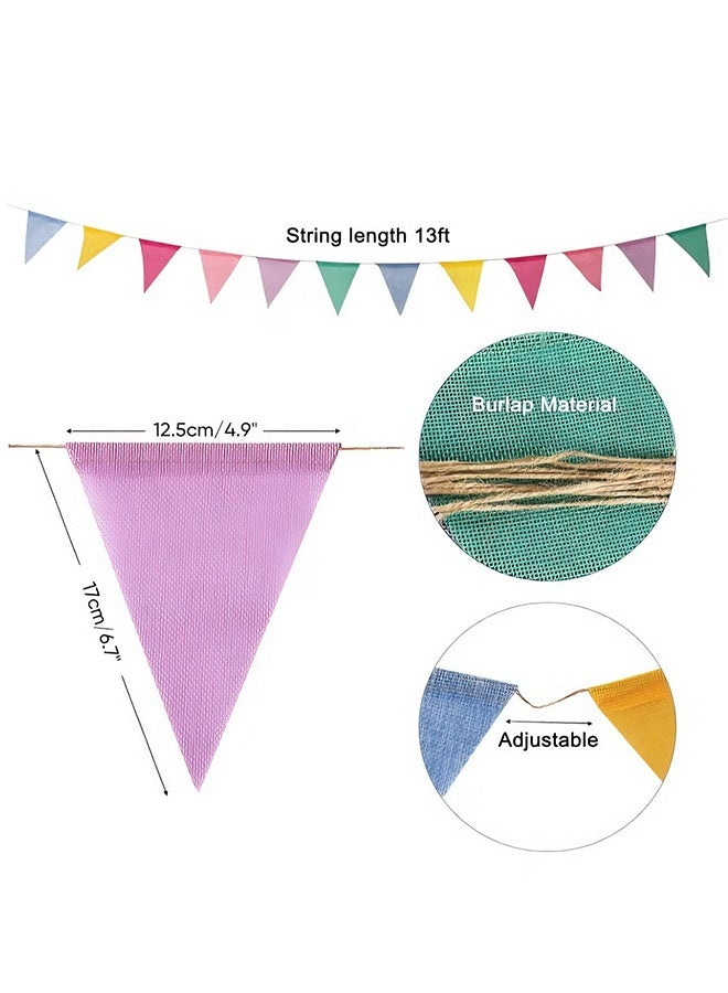 Happy D Pennant Banner Flags Pastel 4 strings 48pcs Colorful Triangle Banners for Birthdays Easter Classroom School Carnival Garland Outdoor Burlap Bunting Party Decorations - Image 4