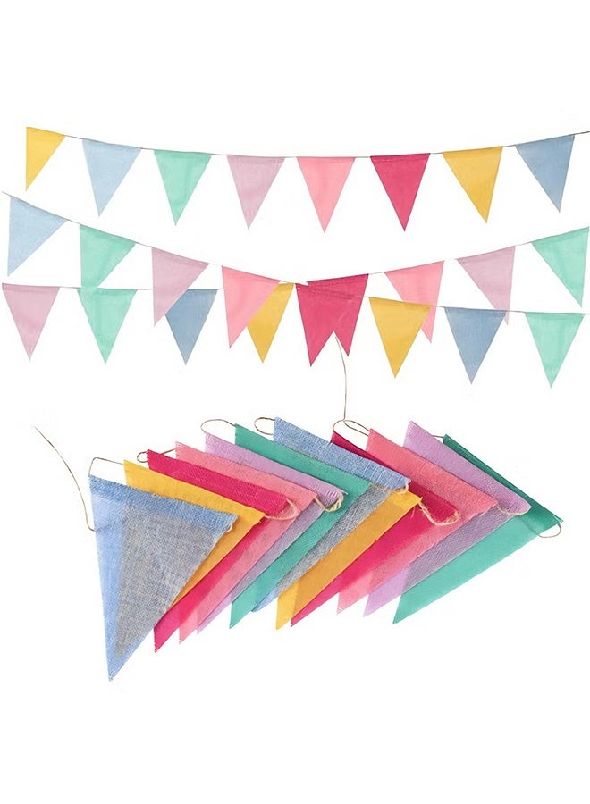 Happy D Pennant Banner Flags Pastel 4 strings 48pcs Colorful Triangle Banners for Birthdays Easter Classroom School Carnival Garland Outdoor Burlap Bunting Party Decorations - Image 1