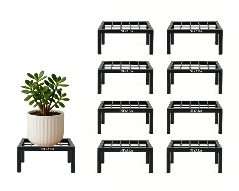 Niyara || Metal Planter Stand || Plant Stand for Pots|| Outdoor Plant Stand (Square Grid stand set of 8) - Image 1