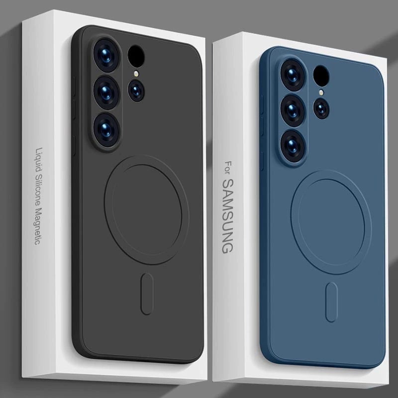 غطاء MagSafe بسيليكون لـ Samsung Galaxy S22 Ultra باللون Lilac مغناطيسي من السيليكون مع مغناطيس قوي وتغطية كاملة مع ملمس ناعم مع مقاوم للخدش عملي للاستخدام المتكرر خفيف الحمل - Image 5