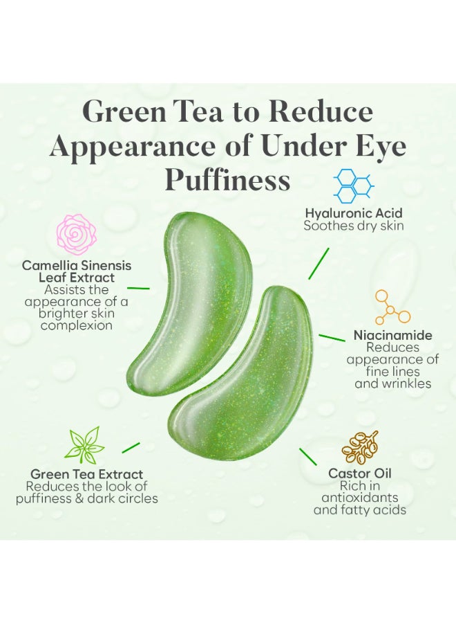 BLOOMORA Green Tea Under Eye Patches 20 Pairs Dark Circles Puffiness Care Hydrating Green Tea Eye Mask - Image 4