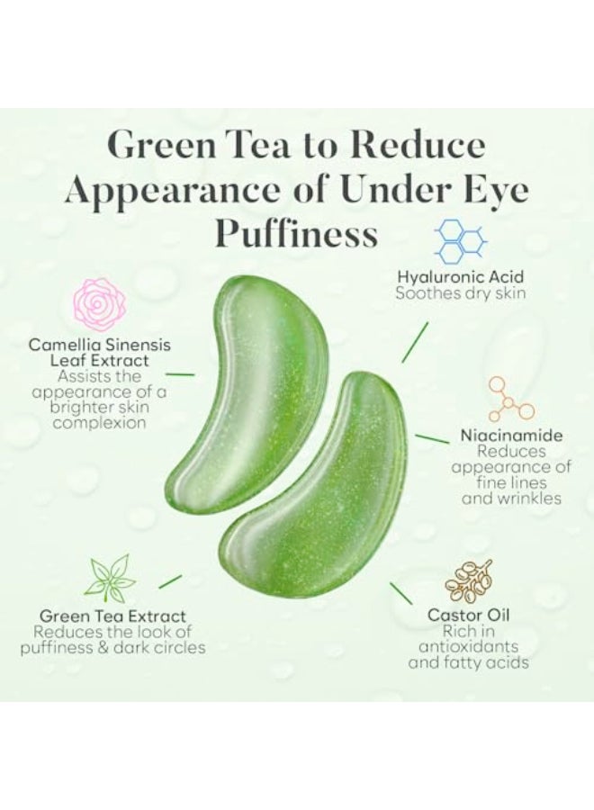 BLOOMORA Green Tea Under Eye Patches 20 Pairs Dark Circles Puffiness Care Hydrating Green Tea Eye Mask - Image 3