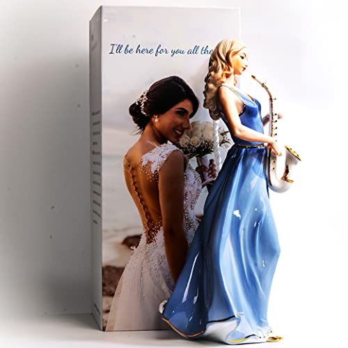 MTME Porcelain Figurine, Lady with Flowers, Memorabilia, Wedding Gifts, Statue Home Decor (Playing Saxophone) - Image 5