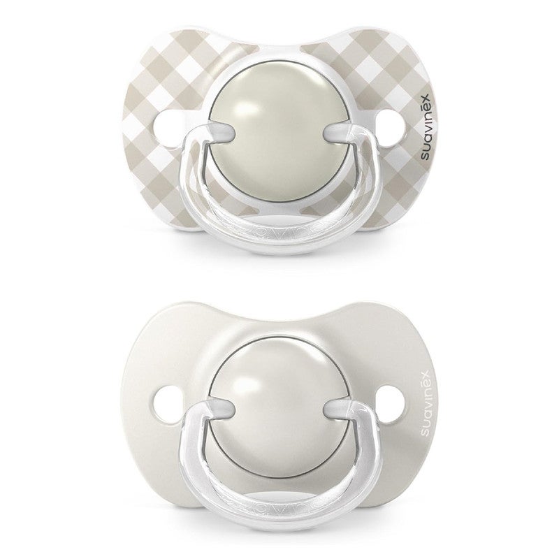 Suavinex, Pack of 2 Pacifiers for Babies 0/6 Months and Newborns, with Silicone Physiological Teat SX Pro Symmetrical, Flat and Flexible, Respects Oral Development, Wild&Free Beige - Image 2