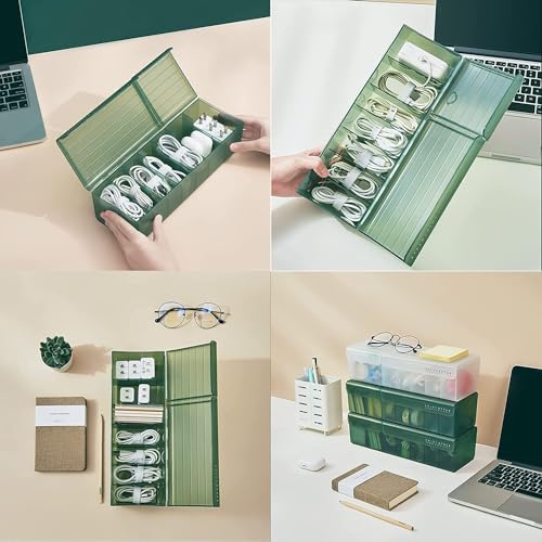 HOME CUBE Plastic Data Cable Organizer Box Charger Cable Management 7 Compartments Storage Box For Usb Cord Sorter, Cards, Paper Clips, Mobile Charger, Stationary Items (White) - Image 4