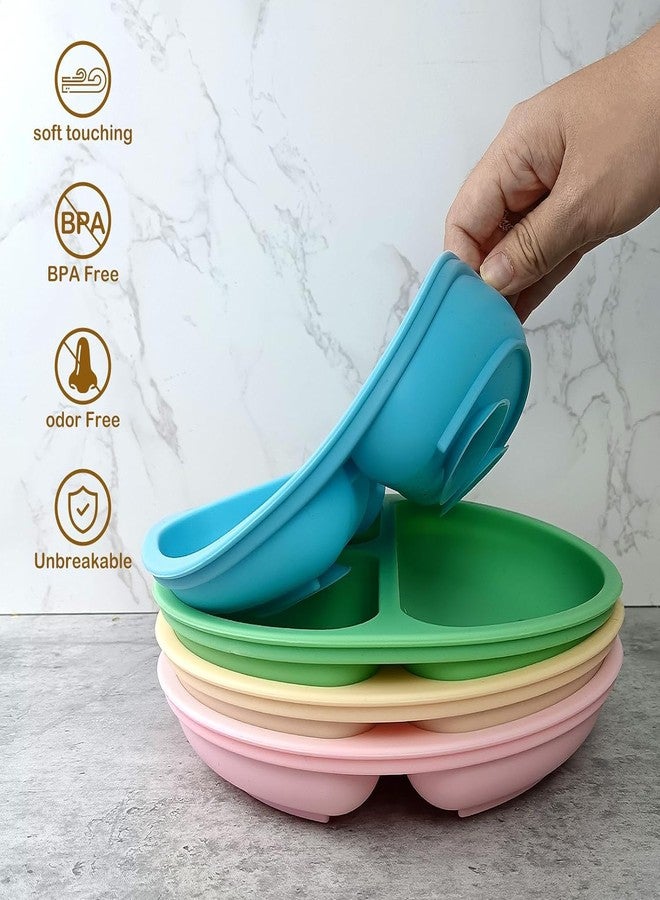 BeFunky Baby Suction Plates Divided Unbreakable Silicone Baby Weaning Plates for Toddler Kids Children - Non-Slip - Dishwasher and Microwave Safe (Green) - Image 5