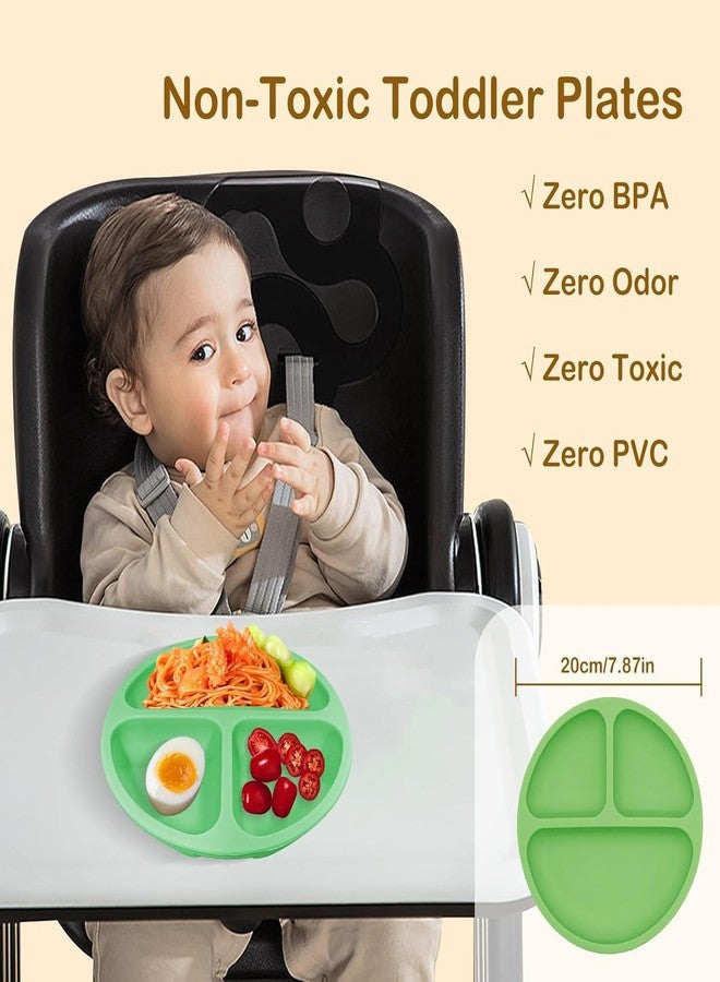 BeFunky Baby Suction Plates Divided Unbreakable Silicone Baby Weaning Plates for Toddler Kids Children - Non-Slip - Dishwasher and Microwave Safe (Green) - Image 4