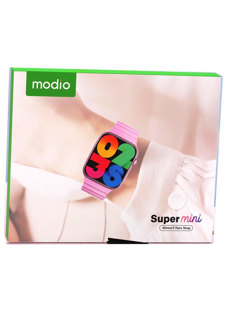 modio - Modio Super Mini Ladies Special Smart Watch with Three Set Strap and Wireless Charger Black - Image 1