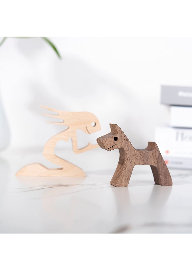 Excefore Small Living Room Decor Women and Dog Statue Wood Decorations for Home - Image 2