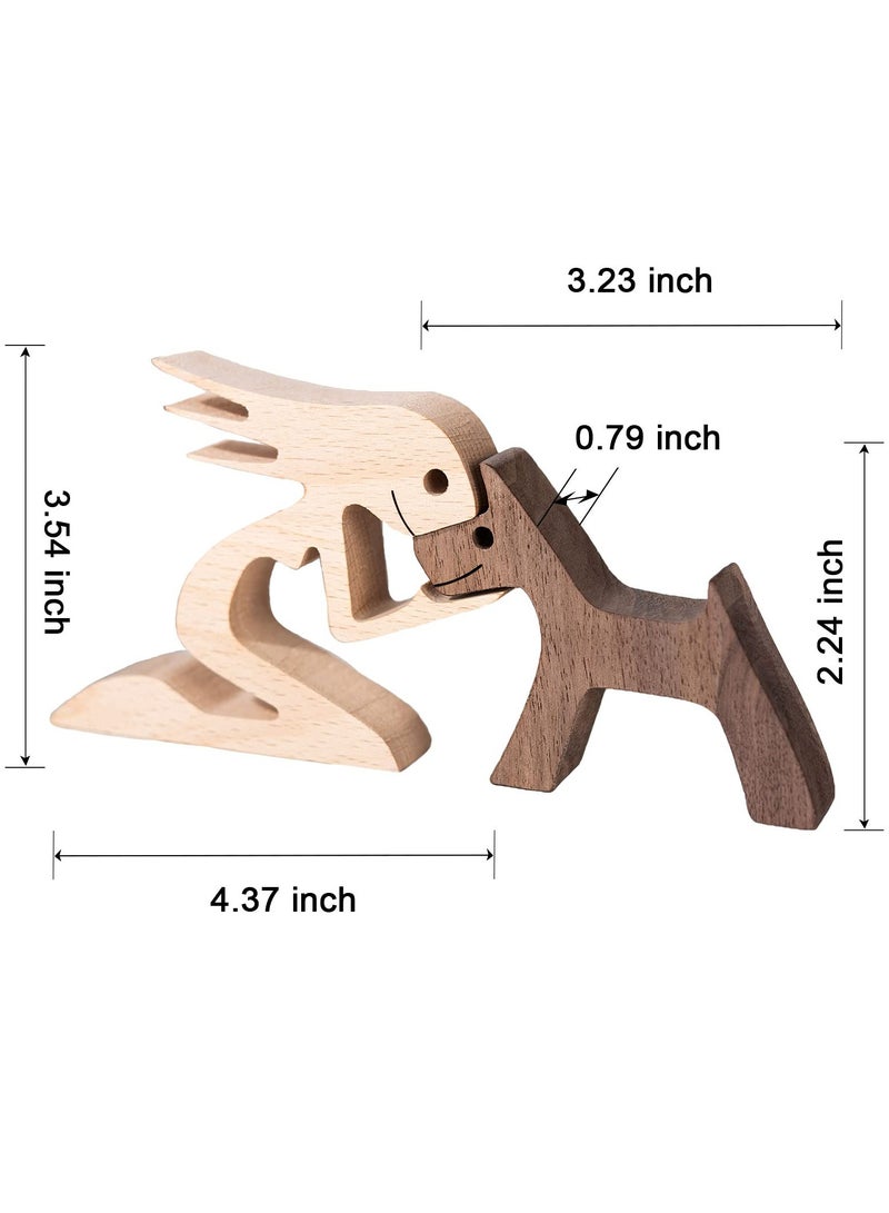 Excefore Small Living Room Decor Women and Dog Statue Wood Decorations for Home - Image 5