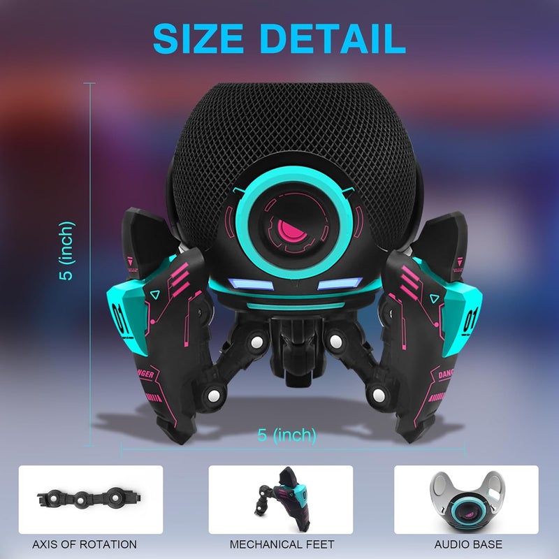 CSTHEN Echo Dot Stand，Table Stand Decorative Holder for Echo Dot (4th & 5th Generations) or Homepod Mini，Bracket can be Adjusted arbitrarily Posture (Black) - Image 3
