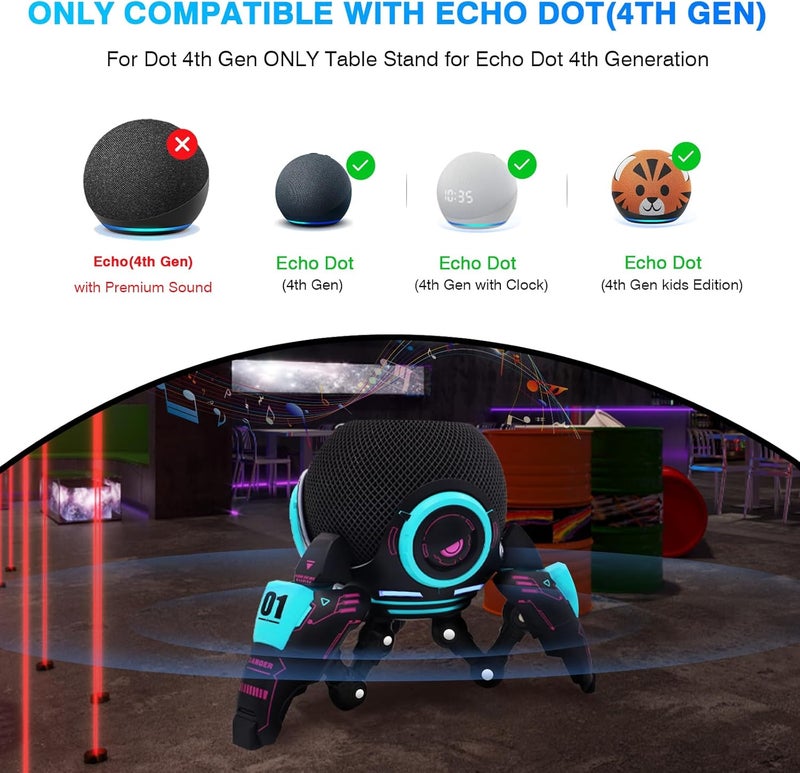 CSTHEN Echo Dot Stand，Table Stand Decorative Holder for Echo Dot (4th & 5th Generations) or Homepod Mini，Bracket can be Adjusted arbitrarily Posture (Black) - Image 2