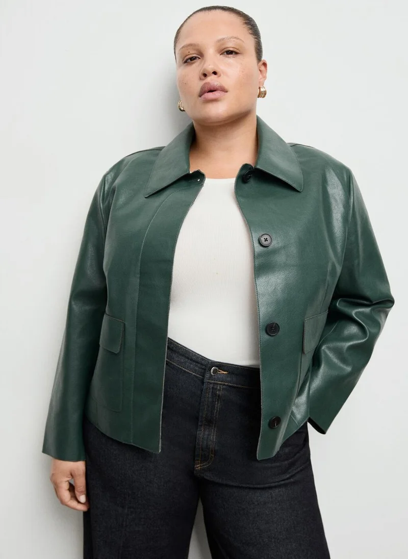 MANGO Faux leather jacket with pockets