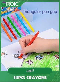 GROIC 36 Colors Space Crayons for Toddlers, Mess Free Unbreakable Non-toxic Crayon Gifts, Easy to Hold Washable Kids, Safe Coloring Gifts Kids School  - Image 5