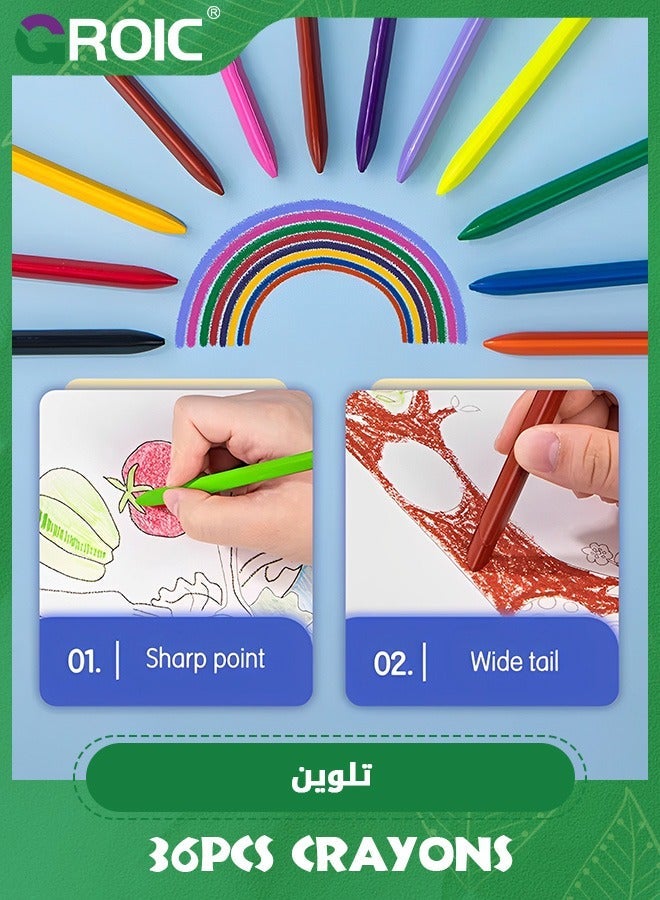 GROIC 36 Colors Space Crayons for Toddlers, Mess Free Unbreakable Non-toxic Crayon Gifts, Easy to Hold Washable Kids, Safe Coloring Gifts Kids School - Image 4