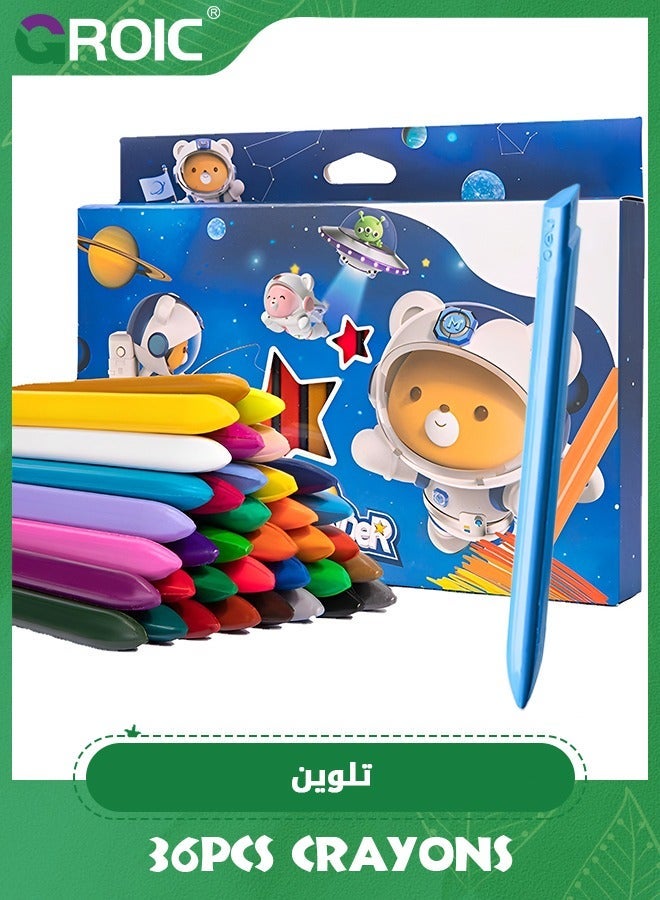GROIC 36 Colors Space Crayons for Toddlers, Mess Free Unbreakable Non-toxic Crayon Gifts, Easy to Hold Washable Kids, Safe Coloring Gifts Kids School - Image 1