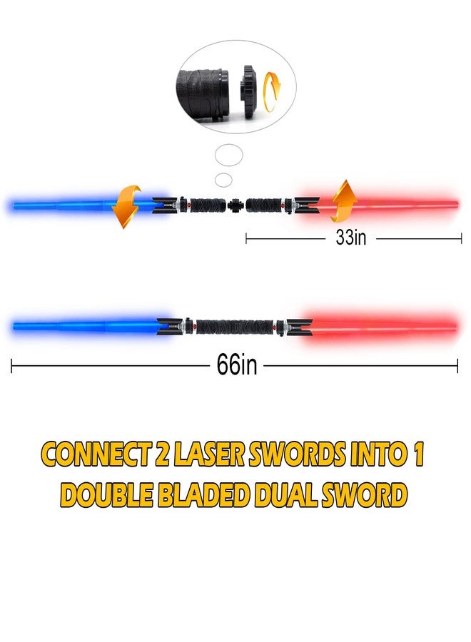 ANNDOFY Light Up Sabers for Kids, 2-in-1 Dual Light Sword with FX Sound (Motion Sensitive), Expandable Light Swords Set for Galaxy War Fighter Warriors, Christmas Birthday Gift - Image 2
