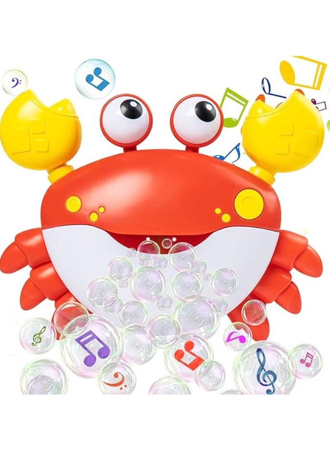Crab Bath Toy for Toddlers with Music and Bubble Maker, Cute Cartoon Design with Suction Cup, Gifts for 1-6 Year Old Boys Girls (Red) - Image 1