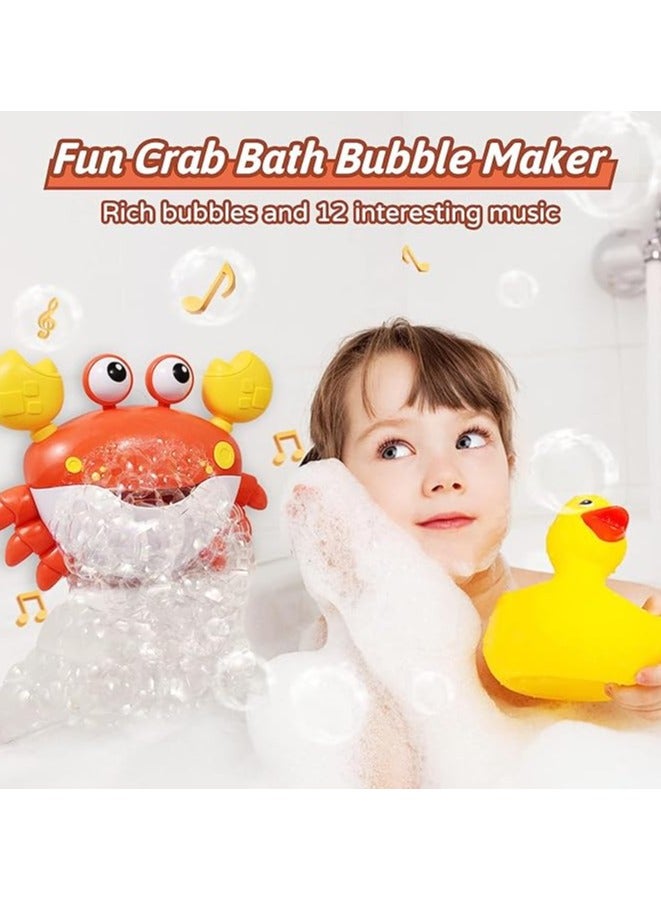 Crab Bath Toy for Toddlers with Music and Bubble Maker, Cute Cartoon Design with Suction Cup, Gifts for 1-6 Year Old Boys Girls (Red) - Image 3