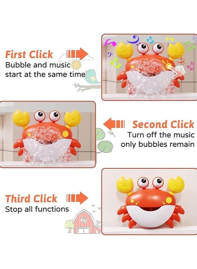 Crab Bath Toy for Toddlers with Music and Bubble Maker, Cute Cartoon Design with Suction Cup, Gifts for 1-6 Year Old Boys Girls (Red) - Image 5