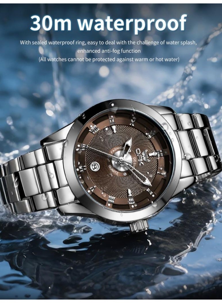 OPK Watch for Men Stainless Steel Waterproof Luminous Date Analog Quartz Wrist Watch Business Fashion Casual Men Watches - Image 5
