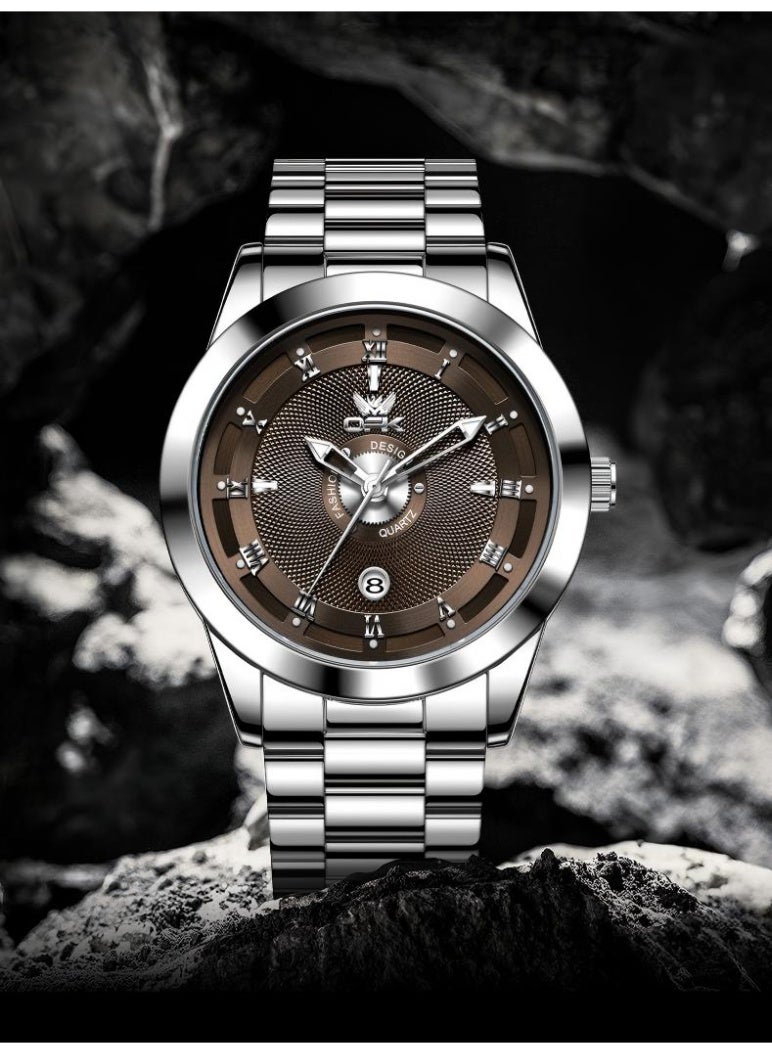 OPK Watch for Men Stainless Steel Waterproof Luminous Date Analog Quartz Wrist Watch Business Fashion Casual Men Watches - Image 2