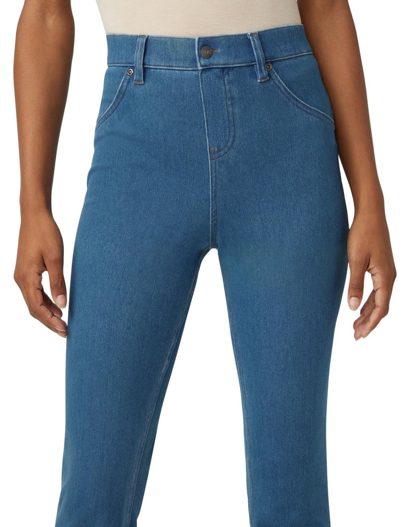 HUE Women's Ultra Soft High Waist Denim Baby Bootcut Leggings, Medium Wash, X-Large - Image 4