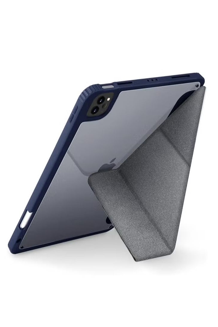 iPad Pro 13-inch 2024 Case, Smart Folio Stand Slim Cover, Auto Sleep/Wake, with Pencil Slot, Clear Back Cover - Blue - Image 2