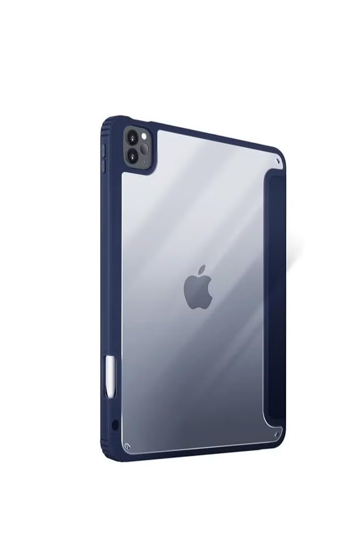 iPad Pro 13-inch 2024 Case, Smart Folio Stand Slim Cover, Auto Sleep/Wake, with Pencil Slot, Clear Back Cover - Blue - Image 3