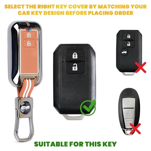 Coll of Fest Premium Black Chrome Metal Silicone Key Cover Glow-in-the-Dark, Waterproof, Fob Protector for Maruti Suzuki jimny Baleno Grand Vitara XL6 Swift New Brezza 2022 Ertiga Dzire 2 Button Key - Image 2