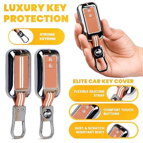 Coll of Fest Premium Black Chrome Metal Silicone Key Cover Glow-in-the-Dark, Waterproof, Fob Protector for Maruti Suzuki jimny Baleno Grand Vitara XL6 Swift New Brezza 2022 Ertiga Dzire 2 Button Key - Image 5