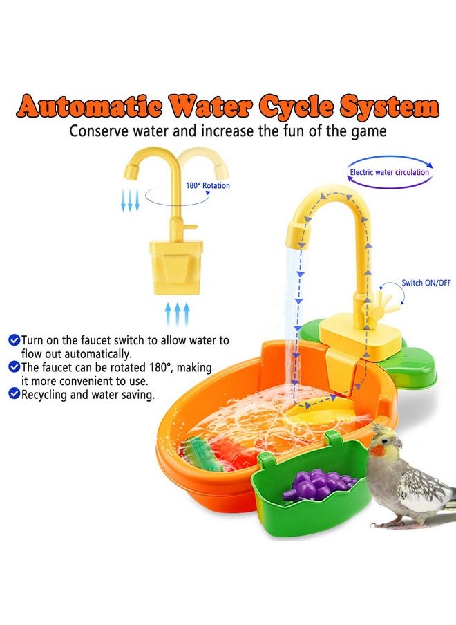 Kathson - kathson Parrot Bathtub Bird Automatic Bathtub with Faucet Multifunctional Parakeet Shower Box Bird Bathing Tub Pool Toy with Fountain for Small Medium Birds Parakeet Cockatiel Lovebird Budgie - Image 1
