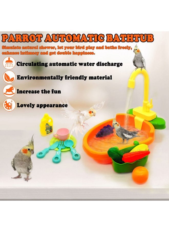 Kathson - kathson Parrot Bathtub Bird Automatic Bathtub with Faucet Multifunctional Parakeet Shower Box Bird Bathing Tub Pool Toy with Fountain for Small Medium Birds Parakeet Cockatiel Lovebird Budgie - Image 1