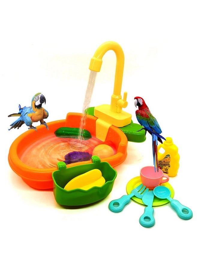 Kathson - kathson Parrot Bathtub Bird Automatic Bathtub with Faucet Multifunctional Parakeet Shower Box Bird Bathing Tub Pool Toy with Fountain for Small Medium Birds Parakeet Cockatiel Lovebird Budgie - Image 1